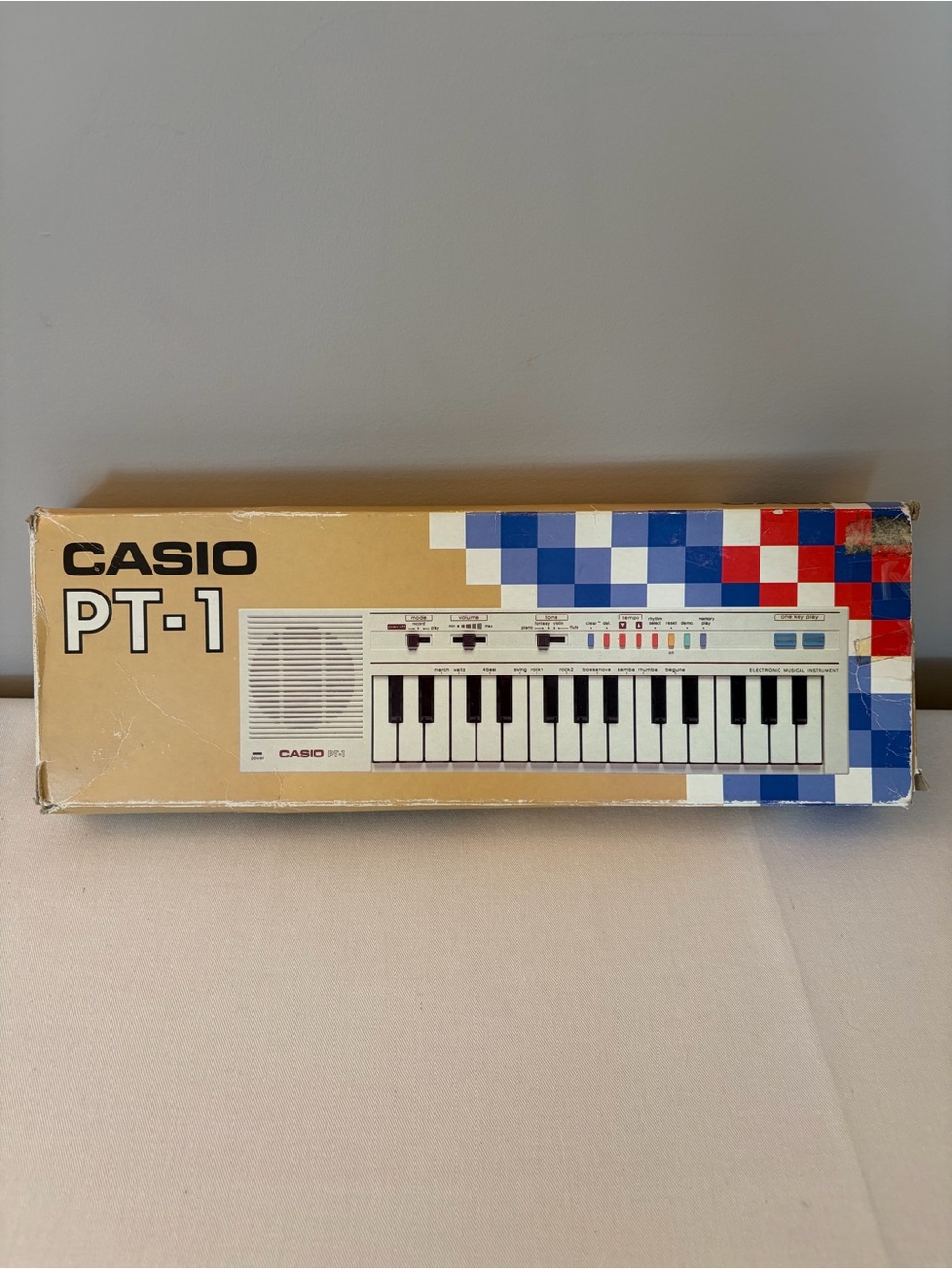 Vintage Casio PT-1 Electronic Keyboard Working w/ Box & Power Adapter 1980s